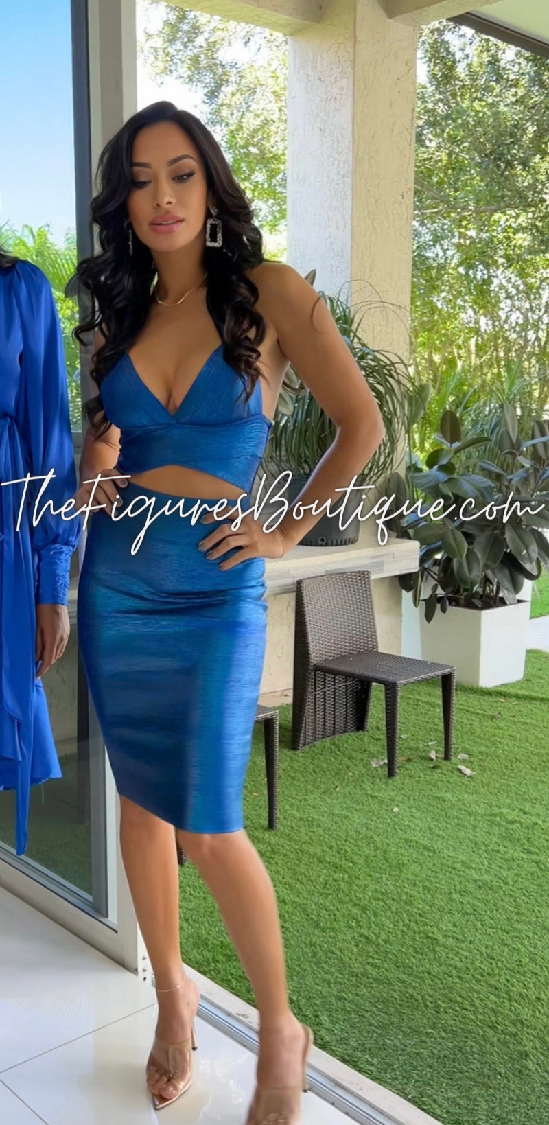 blue bandage dress